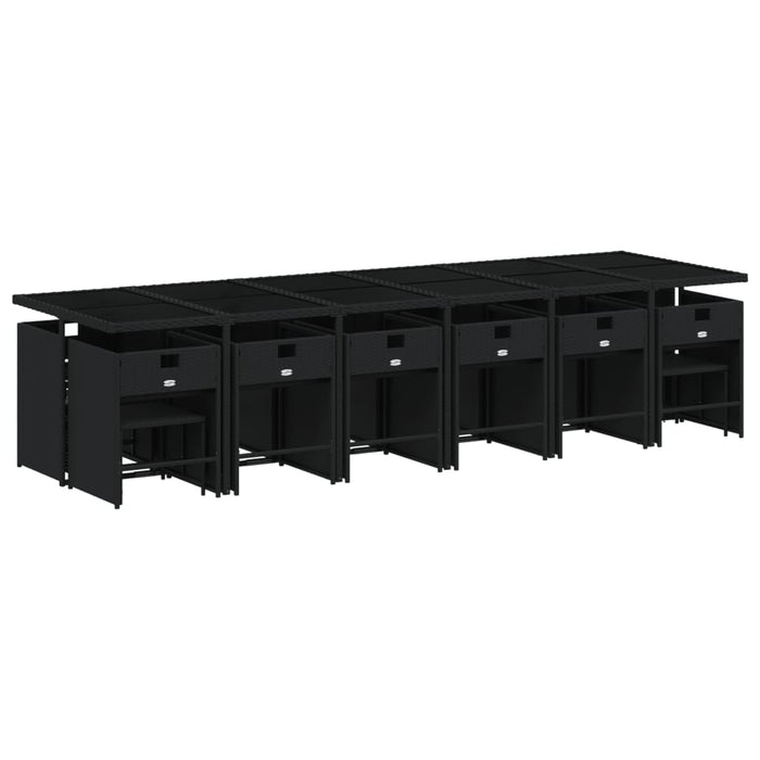 Set mobilier de grădină cu perne, 17 piese, negru, poliratan - WALTI WALTI