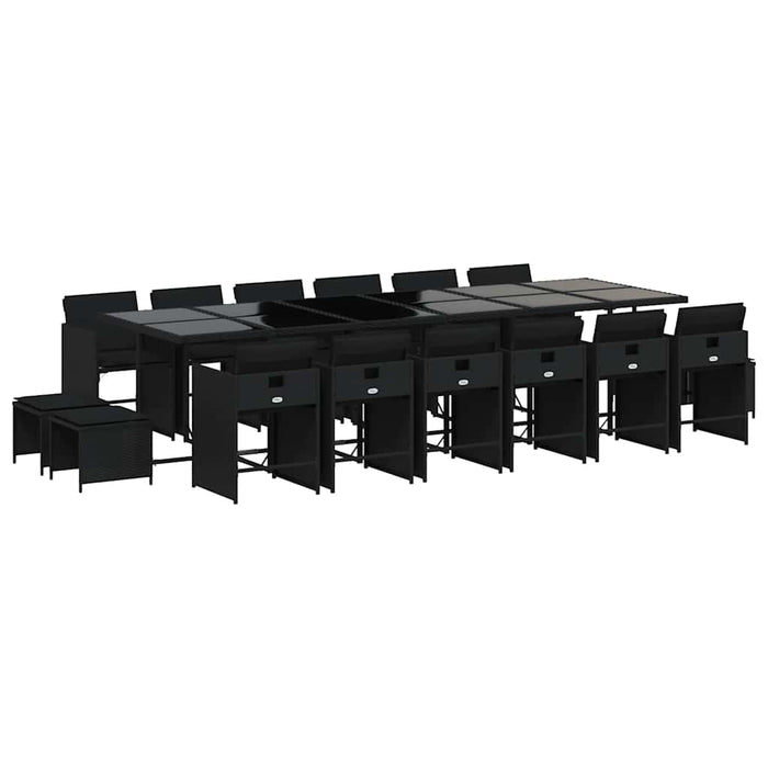 Set mobilier de grădină cu perne, 17 piese, negru, poliratan - WALTI WALTI