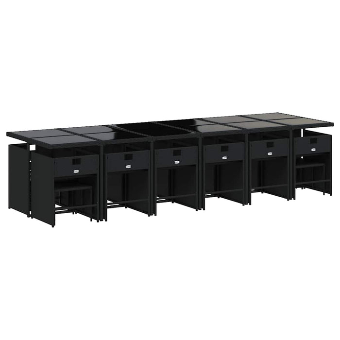 Set mobilier de grădină cu perne, 17 piese, negru, poliratan - WALTI WALTI