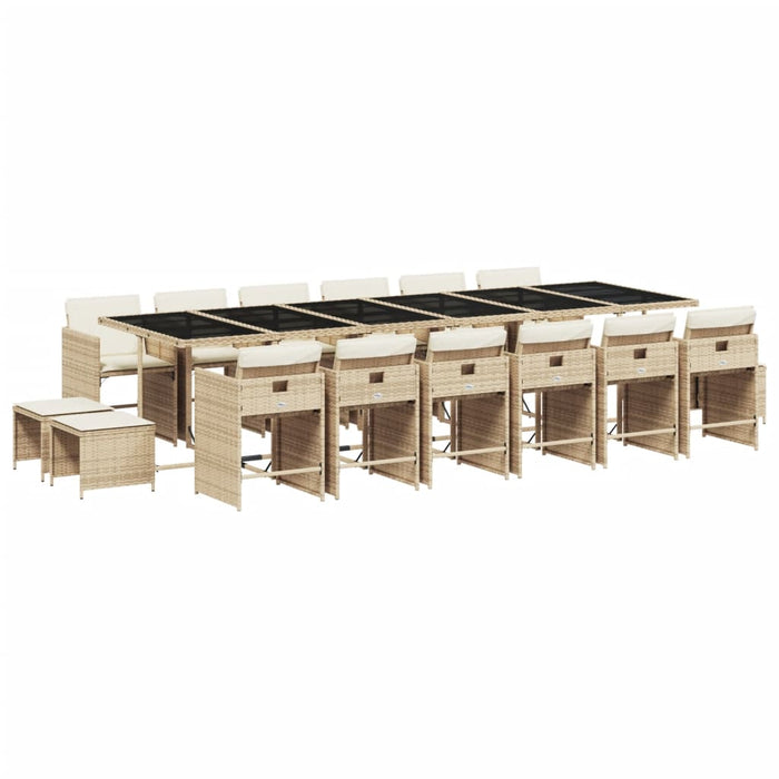 Set mobilier de grădină cu perne, 17 piese, bej, poliratan - WALTI WALTI