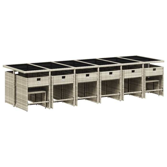 Set mobilier de grădină cu perne 17 piese gri deschis poliratan - WALTI WALTI