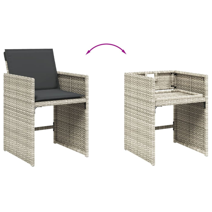 Set mobilier de grădină cu perne 17 piese gri deschis poliratan - WALTI WALTI