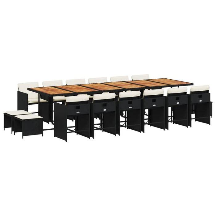 Set mobilier de grădină cu perne, 17 piese, negru, poliratan - WALTI WALTI