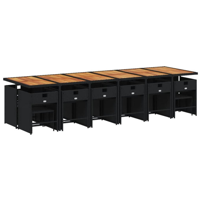 Set mobilier de grădină cu perne, 17 piese, negru, poliratan - WALTI WALTI