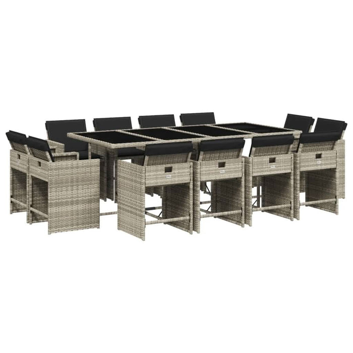 Set mobilier de grădină cu perne 13 piese gri deschis poliratan - WALTI WALTI