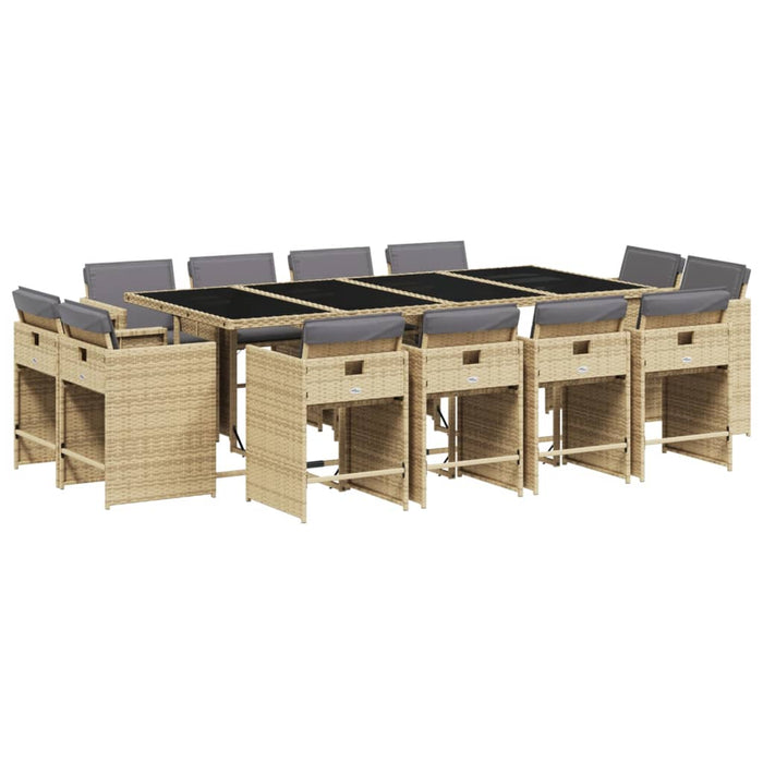 Set mobilier grădină cu perne, 13 piese, bej combinat poliratan - WALTI WALTI