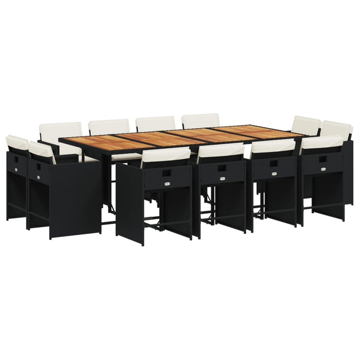 Set mobilier de grădină cu perne, 13 piese, negru, poliratan - WALTI WALTI