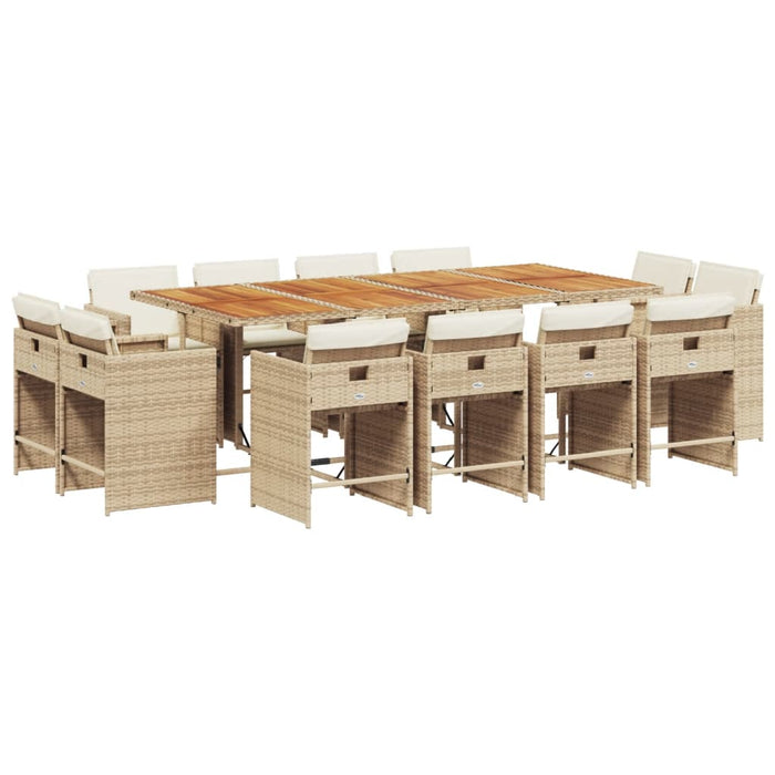 Set mobilier de grădină cu perne, 13 piese, bej, poliratan WALTI