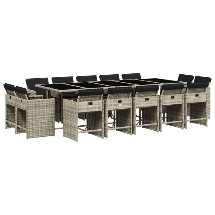 Set mobilier de grădină cu perne 15 piese gri deschis poliratan - WALTI WALTI