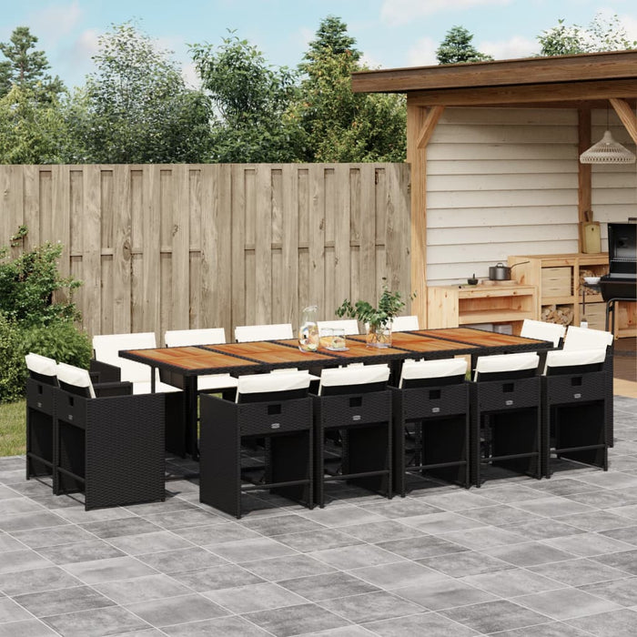 Set mobilier de grădină cu perne, 15 piese, negru, poliratan - WALTI WALTI