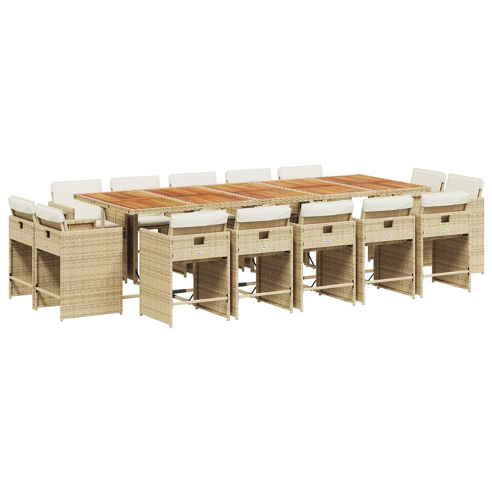 Set mobilier de grădină cu perne, 15 piese, bej, poliratan - WALTI WALTI