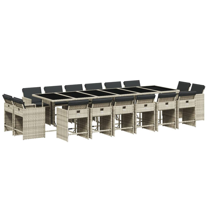 Set mobilier de grădină cu perne 17 piese gri deschis poliratan - WALTI WALTI