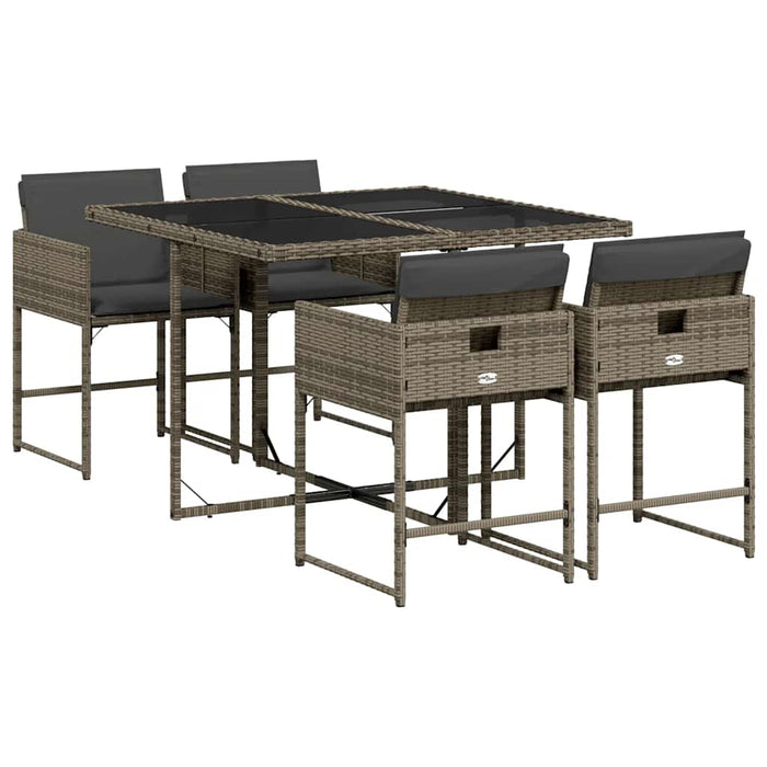 Set mobilier de grădină cu perne, 5 piese, gri, poliratan WALTI