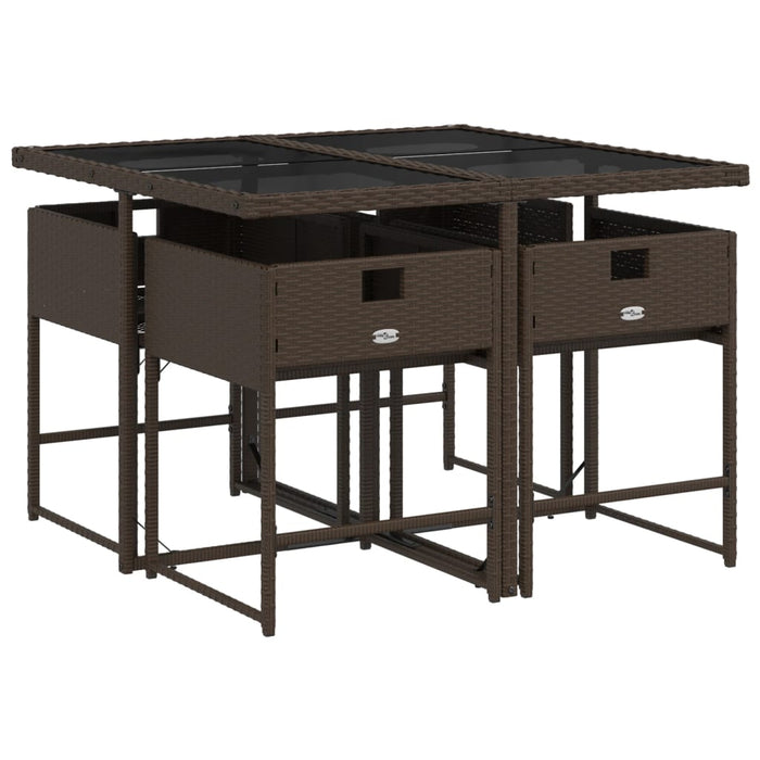Set mobilier de grădină, 5 piese, cu perne, maro, poliratan - WALTI WALTI
