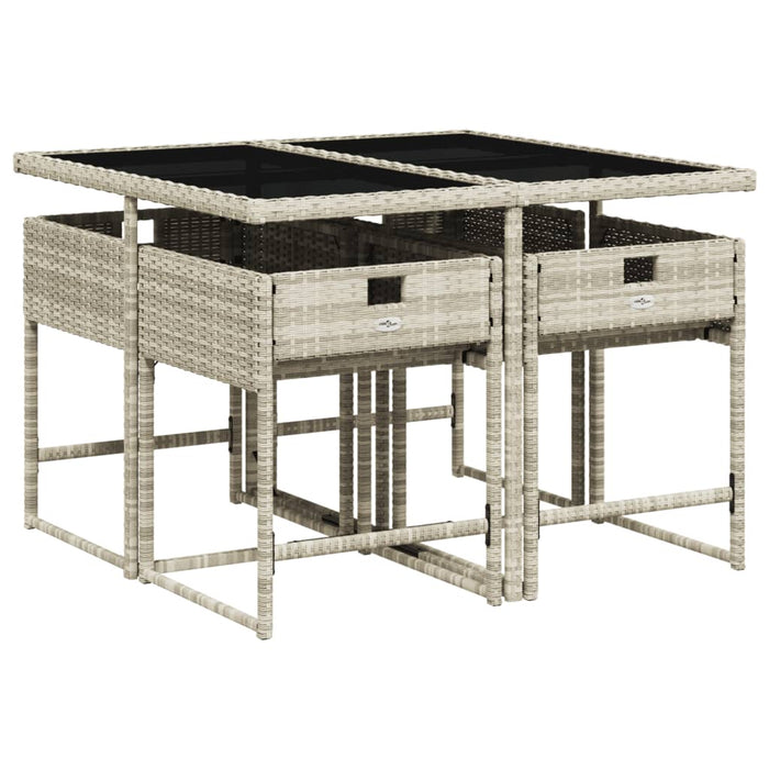 Set mobilier de grădină cu perne, 5 piese gri deschis poliratan - WALTI WALTI