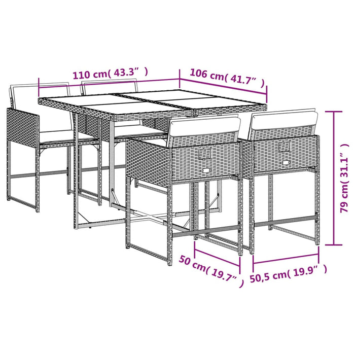 Set mobilier pentru grădină, 5 piese, cu perne, bej, poliratan - WALTI WALTI