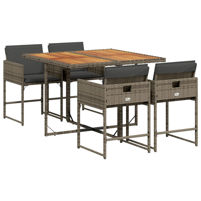 Set mobilier de grădină cu perne, 5 piese, gri, poliratan WALTI