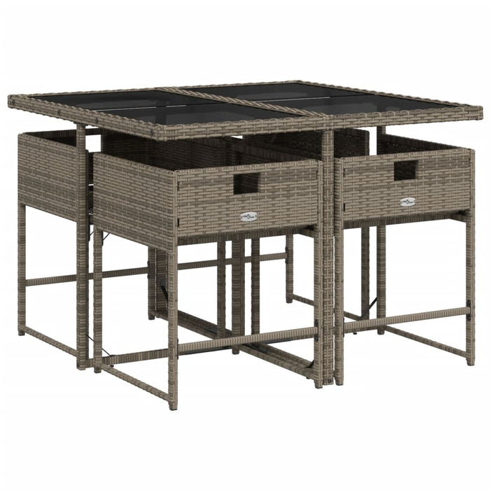 Set mobilier de grădină cu perne, 5 piese, gri, poliratan WALTI
