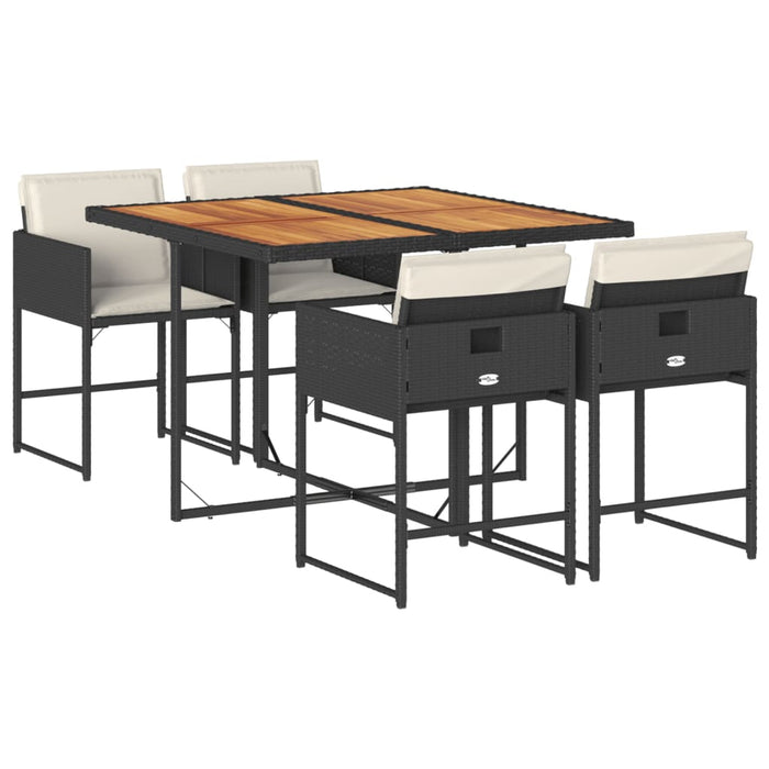Set mobilier de grădină cu perne, 5 piese, negru, poliratan WALTI