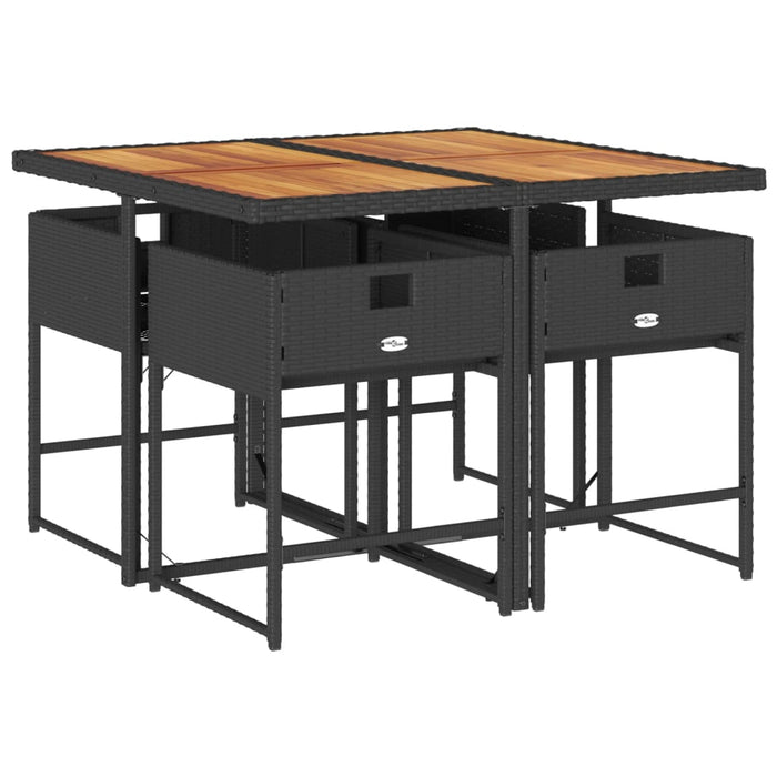 Set mobilier de grădină cu perne, 5 piese, negru, poliratan WALTI