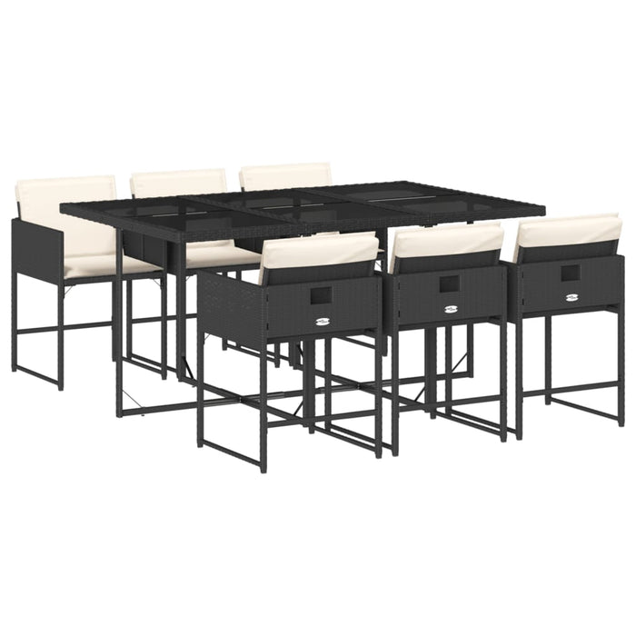 Set mobilier de grădină cu perne, 7 piese, negru, poliratan - WALTI WALTI