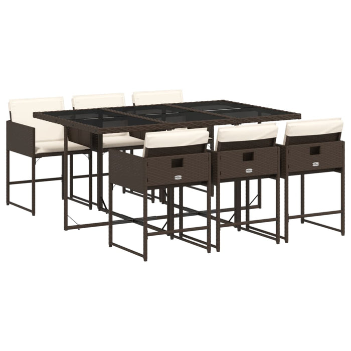 Set mobilier de grădină cu perne, 7 piese, maro, poliratan WALTI