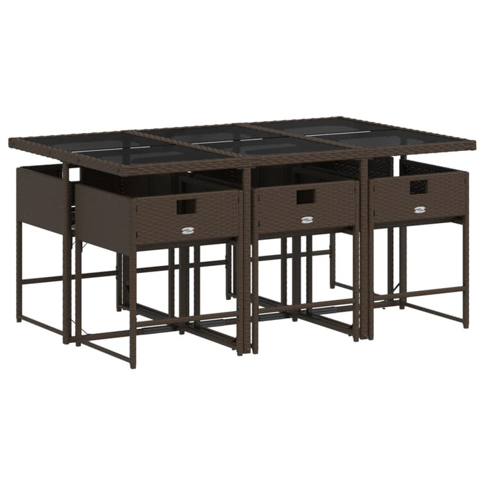 Set mobilier de grădină cu perne, 7 piese, maro, poliratan WALTI