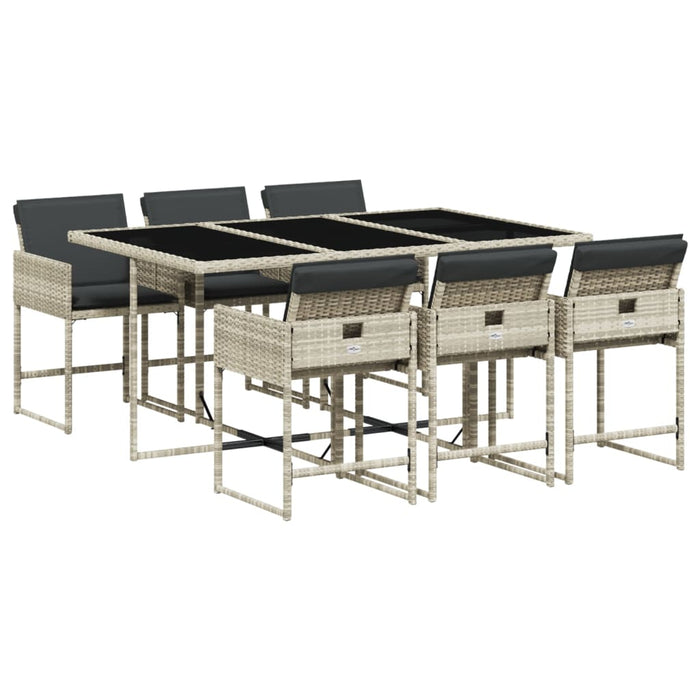 Set mobilier de grădină cu perne, 7 piese gri deschis poliratan - WALTI WALTI