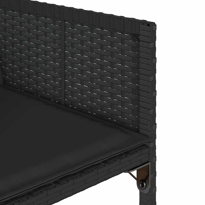 Set mobilier de grădină cu perne, 9 piese, negru, poliratan WALTI