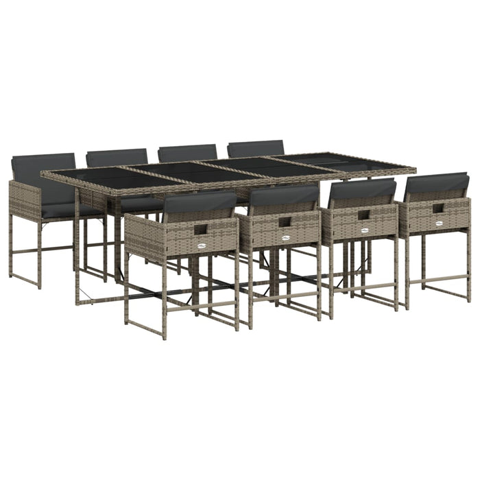 Set mobilier grădină cu perne, 9 piese, gri, poliratan - WALTI WALTI