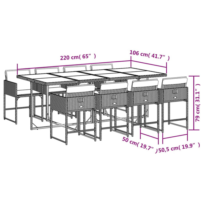 Set mobilier grădină cu perne, 9 piese, gri, poliratan - WALTI WALTI