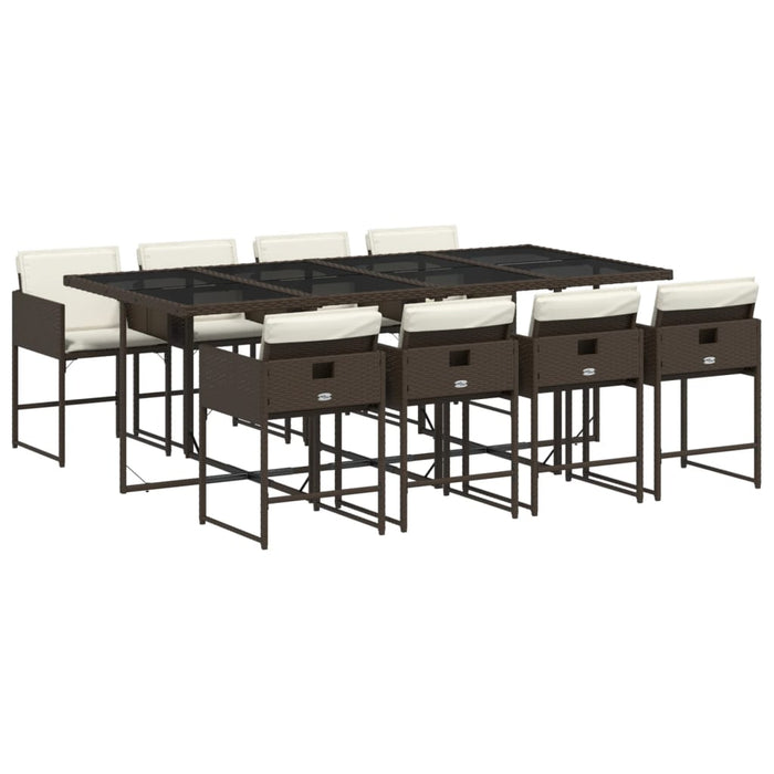 Set mobilier de grădină cu perne, 9 piese, maro, poliratan WALTI