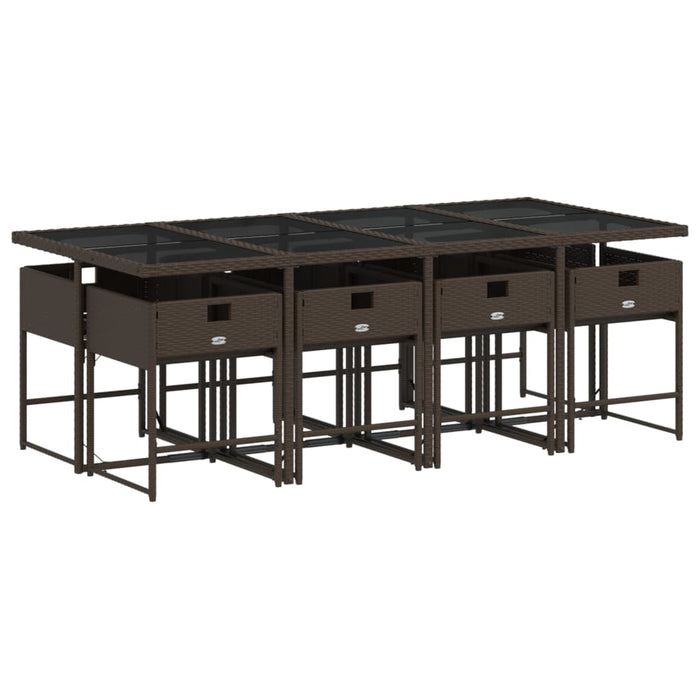 Set mobilier de grădină cu perne, 9 piese, maro, poliratan WALTI