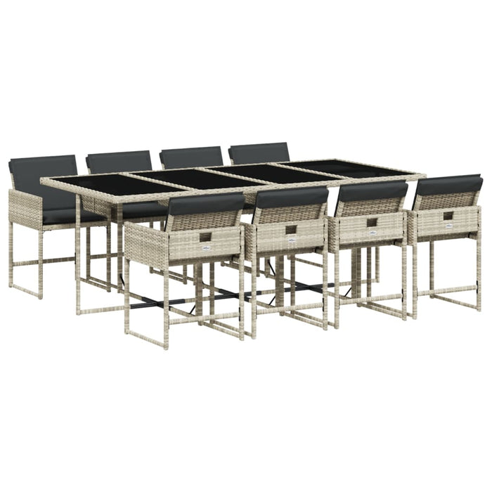 Set mobilier grădină cu perne, 9 piese, gri deschis, poliratan - WALTI WALTI