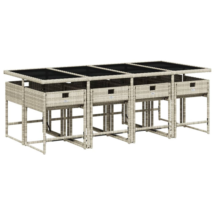 Set mobilier grădină cu perne, 9 piese, gri deschis, poliratan - WALTI WALTI