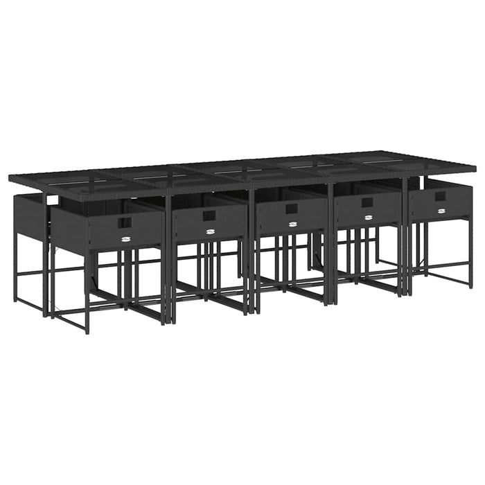 Set mobilier de exterior cu perne, 11 piese, negru, poliratan - WALTI WALTI
