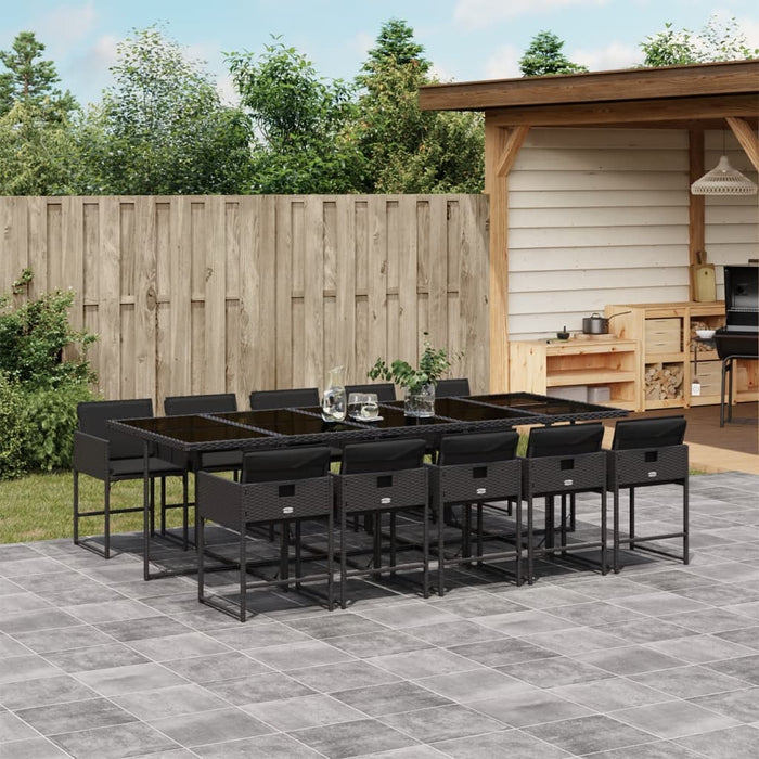 Set mobilier de exterior cu perne, 11 piese, negru, poliratan - WALTI WALTI