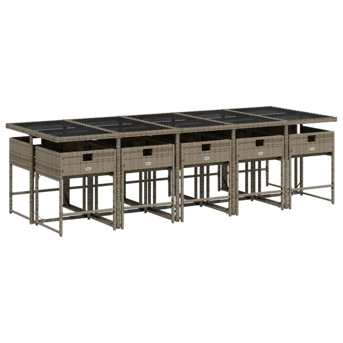 Set mobilier de grădină cu perne, 11 piese, gri, poliratan WALTI
