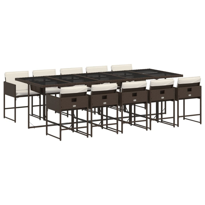Set mobilier de grădină cu perne, 11 piese, maro, poliratan WALTI