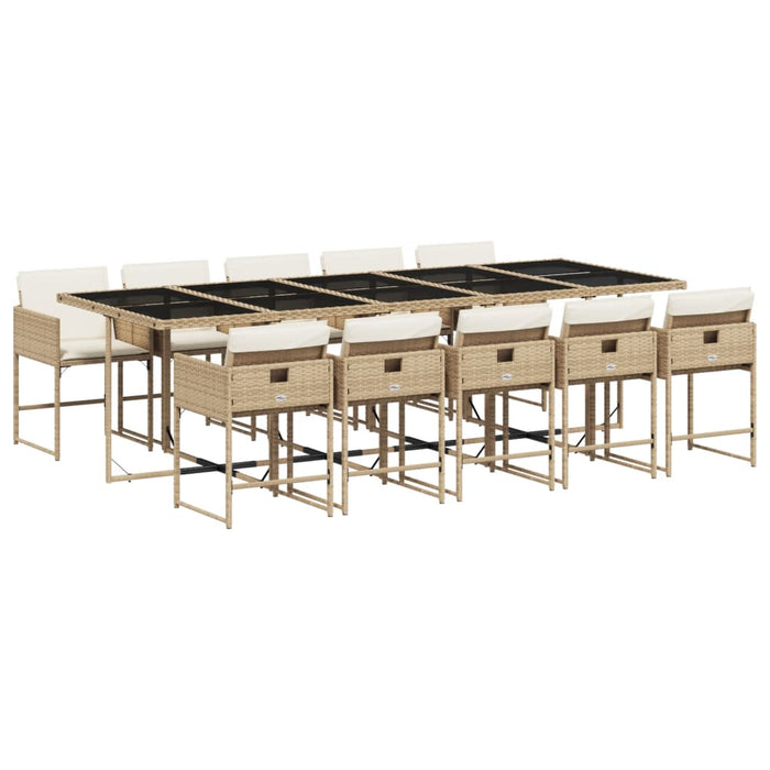 Set mobilier de grădină cu perne, 11 piese, bej, poliratan - WALTI WALTI