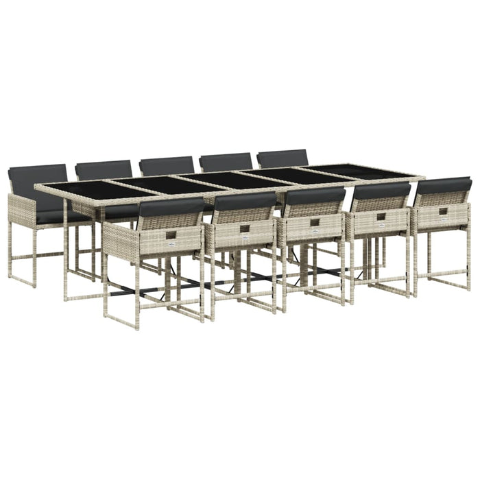 Set mobilier de grădină cu perne 11 piese gri deschis poliratan - WALTI WALTI