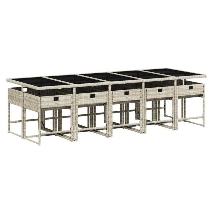 Set mobilier de grădină cu perne 11 piese gri deschis poliratan - WALTI WALTI