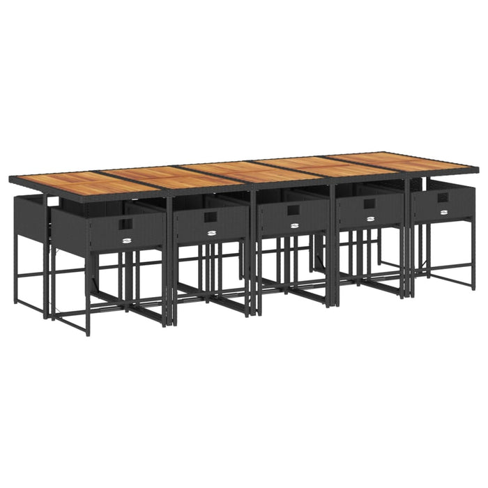 Set mobilier de exterior cu perne, 11 piese, negru, poliratan - WALTI WALTI
