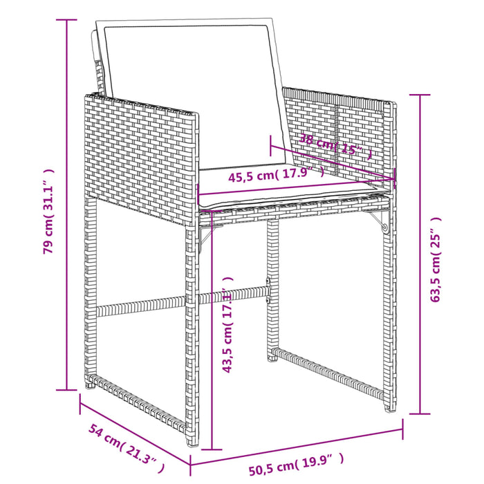 Set mobilier de exterior cu perne, 11 piese, negru, poliratan - WALTI WALTI