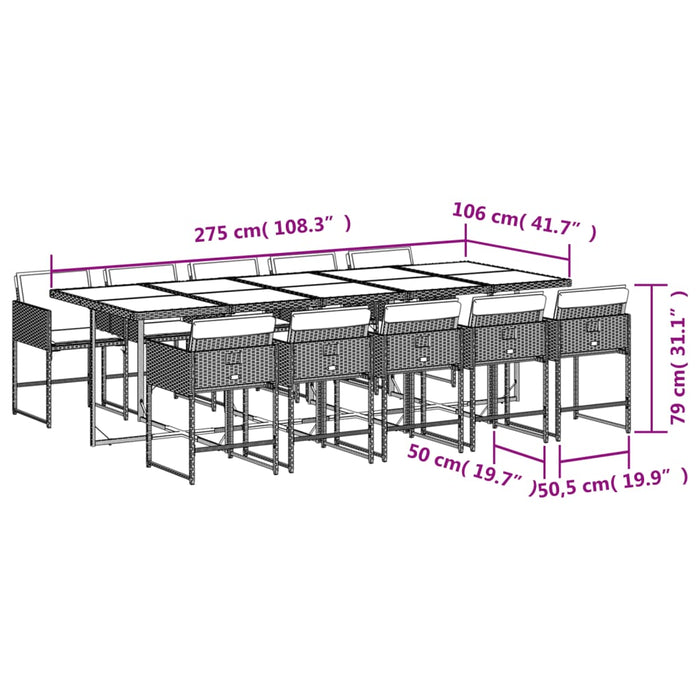 Set mobilier de grădină cu perne, 11 piese, bej, poliratan - WALTI WALTI