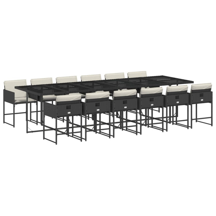 Set mobilier de grădină cu perne, 13 piese, negru, poliratan - WALTI WALTI