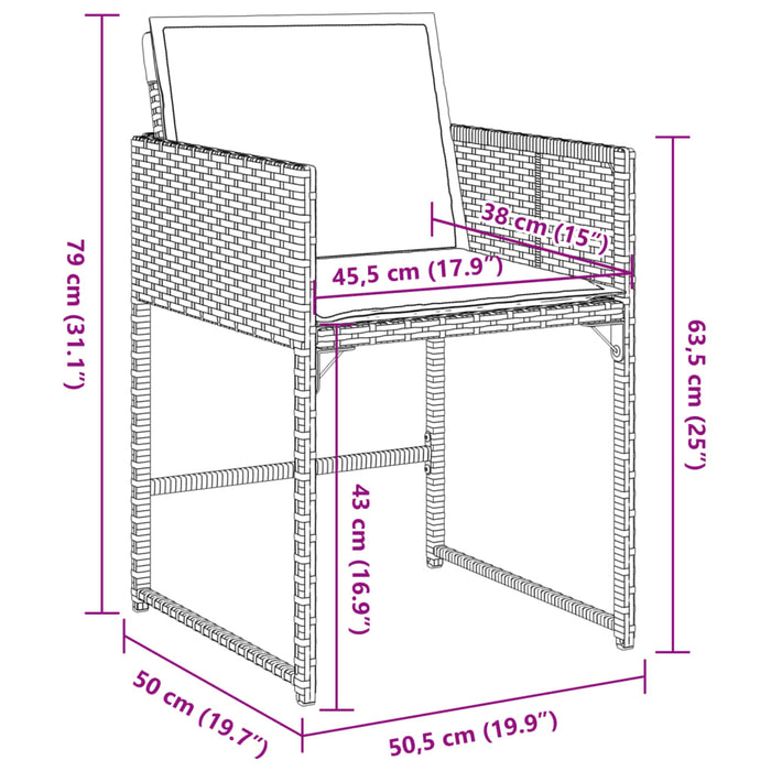 Set mobilier de grădină cu perne, 13 piese, negru, poliratan - WALTI WALTI