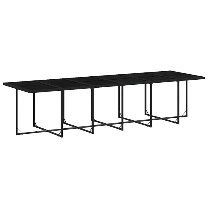 Set mobilier de grădină cu perne, 13 piese, negru, poliratan WALTI