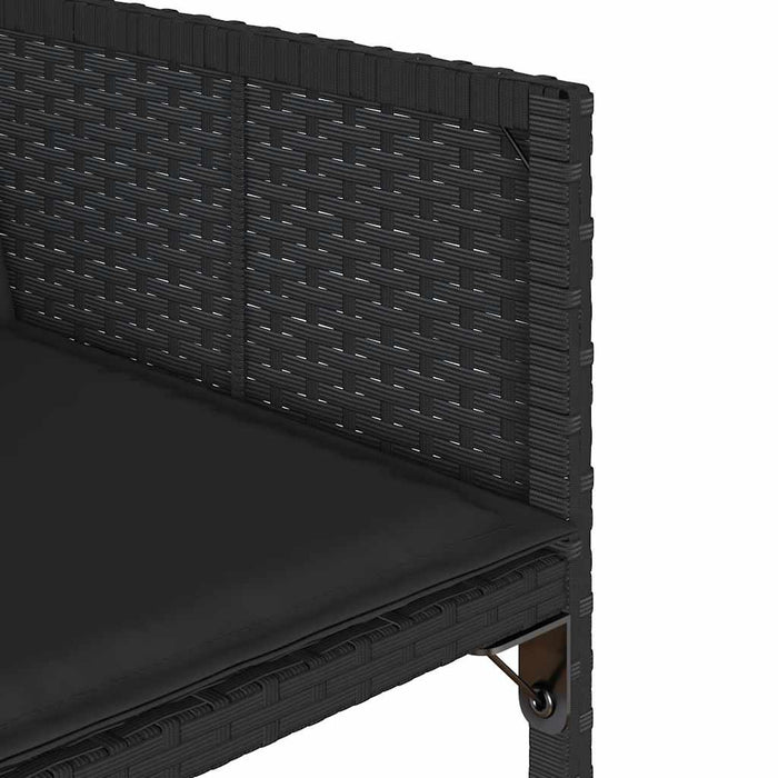 Set mobilier de grădină cu perne, 13 piese, negru, poliratan WALTI