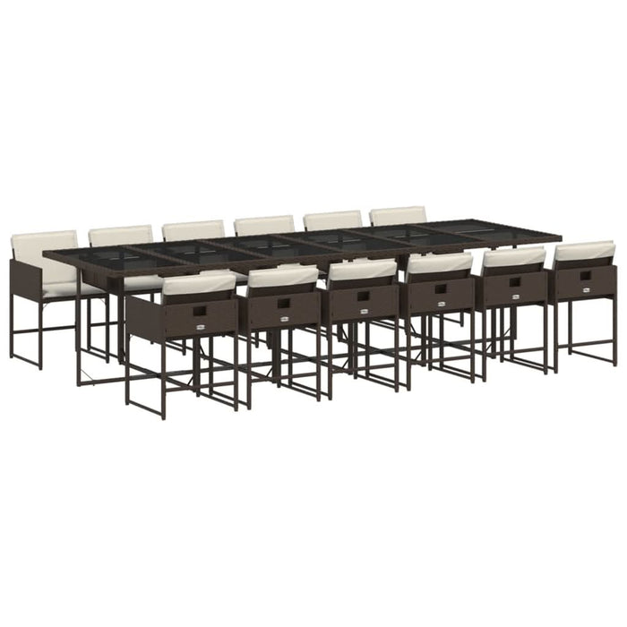 Set mobilier de grădină, 13 piese, maro, cu perne, poliratan - WALTI WALTI